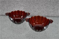 2 Anchor Hocking Oyster & Pearl Ruby Candy Dishes
