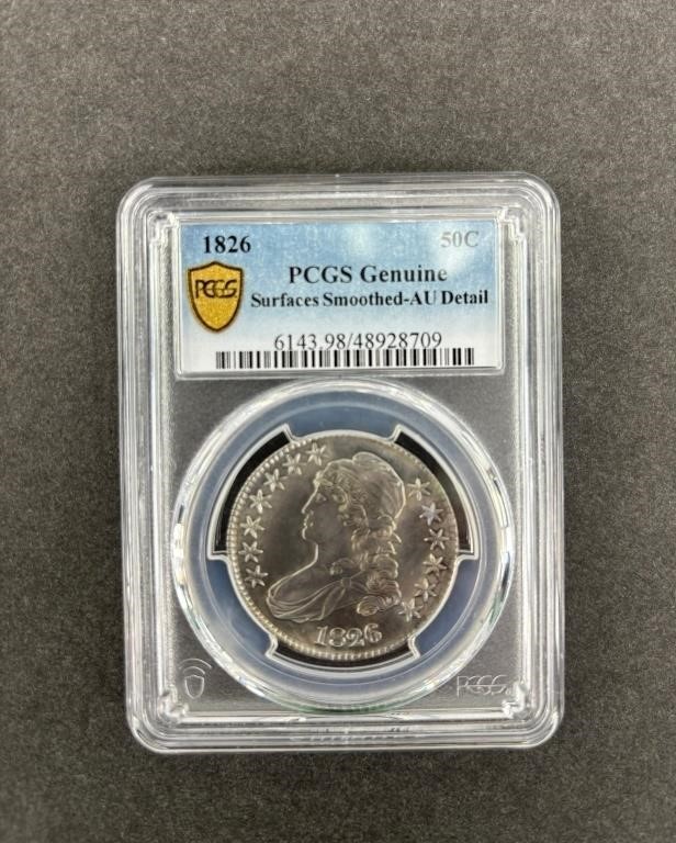 1826 Capped Bust Half Dollar graded by PCGS