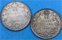 1928 & 1930 25 Cents Silver