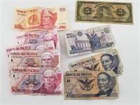 Mexican paper currency old and new