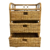 Bamboo and Rattan 3-Drawer Cabinet