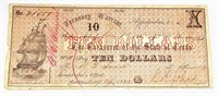 TEXAS TREASURY WARRANT TEN DOLLARS 1862