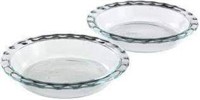 (2) Pyrex 9.5" x 1.6" Glass Fluted Rim Pie Plate