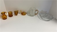 Reamer citrus juicer, hobnail mug w/amber handle