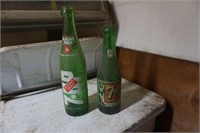 Set of Two 7 Up Bottles