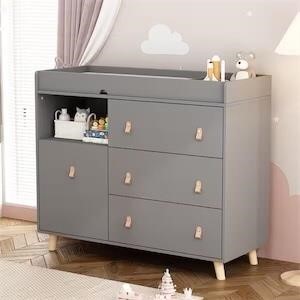 4-Drawer Gray Wood Kids Dresser  30x18x36