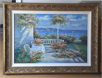 OIl canvas painting of Seaside scene with no