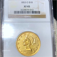 1853-O $10 Gold Eagle NGC - XF45