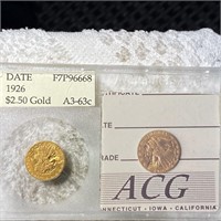 1926 $2.50 Gold Quarter Eagle ACG - MS63