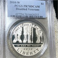 2010-W Disabled Vet Silver Dollar PCGS - PR70DCAM