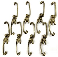8 MCM Brass Monkey Hooks by Walter Bosse