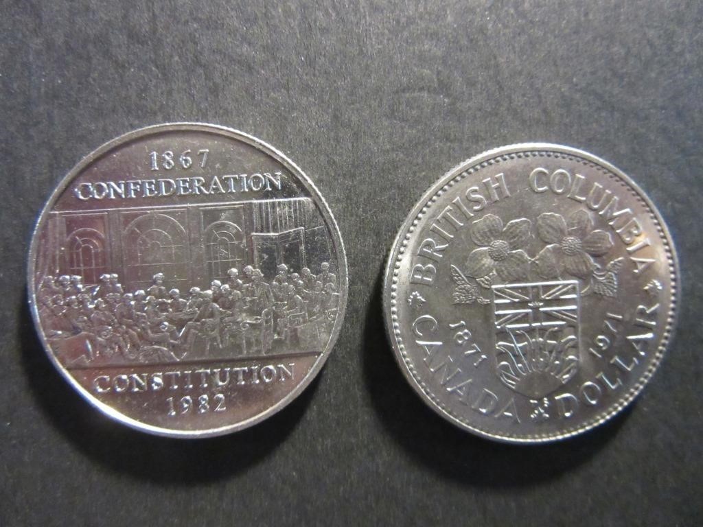 Silver Canadian 1971 & 1981 Dollar Coins