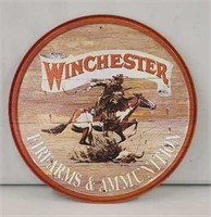 Winchester Firearms Round Tin Sign 12"