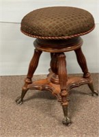 Vintage Mahogany Ball n Claw Adjustable Stool