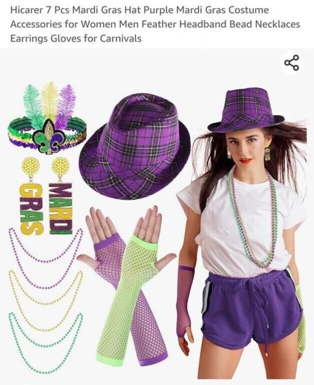 MSRP $10 6Pcs Mardi Gras Set