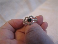 Ornate 925 Heart Ring Size 7&1/2