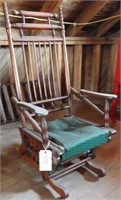 Antique open arm spindle back platform rocker