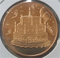 1 oz fine copper coin Happy birthday!