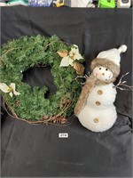 Christmas Wreath and Snowman