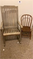 Large Wood Rocker and Antique Chair