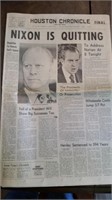 Houston Chronicle August 8, 1974 Nixon Quits