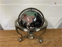 Inlaid Stone Pivoting World Globe