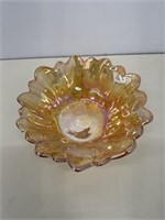 Vintage Orange Iridescent Carnival Glass Flower