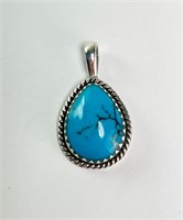 Sterling Turquoise Pendant 4 Grams