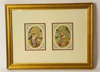 A Framed Indian Miniature Portrait Prince Princess