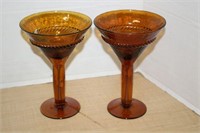 PAIR OF AMBER GLASS MARTINI GLASSES