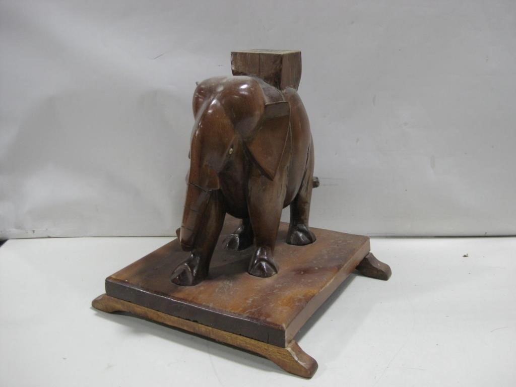 15"x 12" Wood Carved Elephant Statue