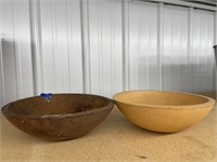 2 Wooden Bowls 9" & 10"