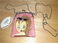 Ladies pink purse with chain
