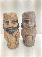 2 Wood Carved Figurines