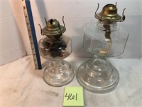 2 oil lamp bases, appear to match, different sizes