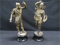 2 GILTED WARRIOR STATUES BOTH APPROX. 19"