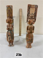 Antique Native American Wood Dolls 13" H x2.5"W