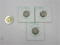 3 x 0.10$ Canada silver 1903-07-08
