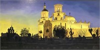 J Kennedy Mission San Xavier Del Bac Oil On Canvas