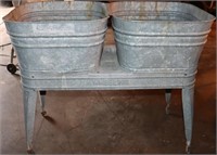 Wheeling Galvanized Wash Tub Stand with Tubs