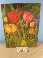 *Beautiful Hand Painted Tulips On Canvas, By