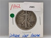 1942 90% Silver Walker Half $1 Dollar