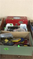 RED METAL TACKLE BOX & 2 BX OF MISC TOOLS