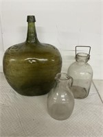 LARGE GRREN JUG,ONE GALLON WITH HANDLE,PITCHER