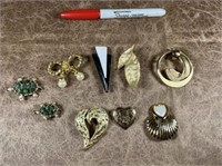 (9 PCS) ASSORTED BROOCHES & PINS