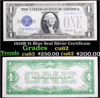 1928B $1 Blue Seal Silver Certificate Grades Selec