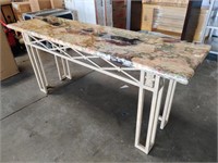 6ft Granite Foyer Table w/ Metal Base