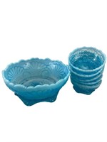 Jefferson Glass Blue Opalescent Fruit/Berry Bowls