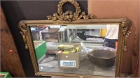 Vintage gold wood wall mirror. 31x26 inches, some