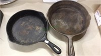Two cast iron frying pan skillets, 10 1/2 inch